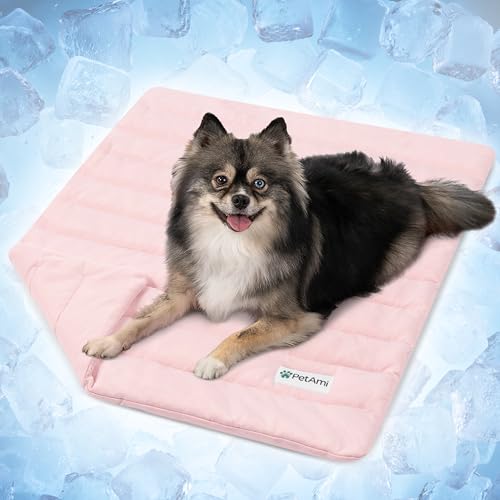 PetAmi Dog Cooling Mat, Q-Max Pet Cooling Blanket with Thick Cushioning, Self Cooling Pad for Dogs & Cats, Reversible Summer Mat for Crate, Couch, Kennel, Pink, Small (24x32) - color: Pink, size: Small (24x32)