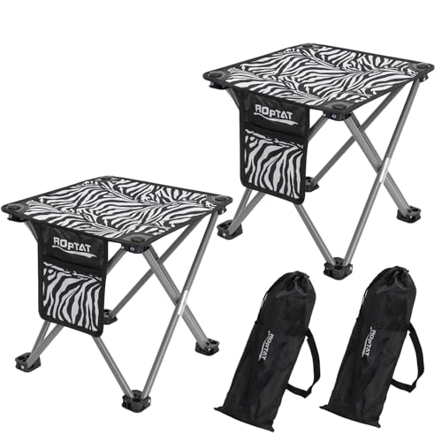 Roptat 2 Pack Camping Stool with Carry Bag (Zebra) - color: Zebra