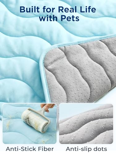 Dog Cooling Mat for Medium Dogs, 35"x24" Breathable Pet Cooling Mat for Dogs & Cats, QMAX>0.5 Portable Washable Cooling Crate Mat for Dog Bed, Thickened Cool Fiber Indoor/Outdoor Summer,Blue - color: Blue, size: 35“x24"(Medium)