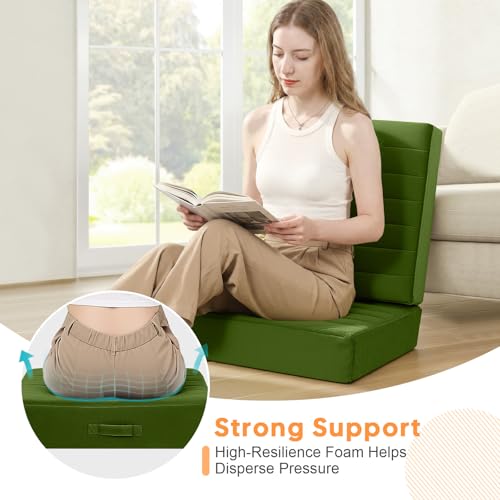 MeMoreCool Square Floor Pillow Seating for Adults Kids, Large Meditation Cushion Floor Pillow with Thick Foam & Soft Tufted Cover, Washable Big Pillow Seat Floor Cushion for Sitting Yoga 22" Green - color: Forest Green, size: 22 Inch