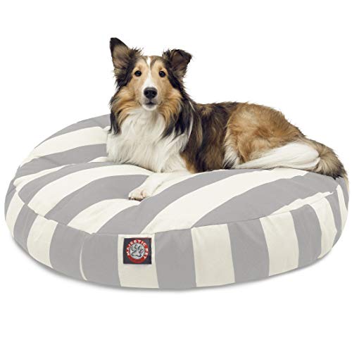 Majestic Pet Indoor Outdoor Vertical Stripe Round Pet Dog Bed with Removable Washable Cover, Gray, Medium - color: Stripes Gray, size: Medium