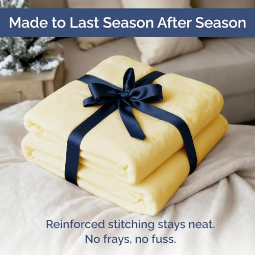 Ultra Soft Fleece Blanket King Size - Flannel Fleece Luxury King Blanket - Lightweight for Couch Bed Chair - Thick, Warm and Breathable - All Season Cozy Fuzzy, Anti-Static Microplush Bedding, Yellow - color: 04 - Yellow, size: King (90" x 108")