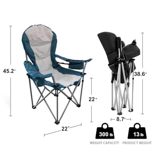 Wild Scape Oversized Folding Camping Chair for Adults, Foldable Beach Chairs with Cup Holder, Cooler Pocket, Amazon's Best Value for Heavy Duty, Fishing Chair for Outdoor, Garden Picnic, Teal - color: Teal