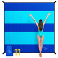 OCOOPA Extra Large Beach Blanket, Sand Free, Large Oversized Camping Mat, Comfortable Parachute Nylon, Cozy& Chic, Compact& Light, 4 Stakes&1 Travel Bag, S09 - color: Aqua Navy Blue, size: XX-Large(1-8 persons)