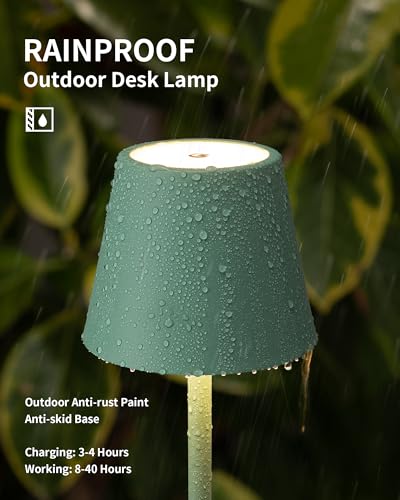KDG 2 Pack Cordless Table Lamp,Portable LED Desk Lamp, 4000mAh Battery Operated, 3 Color Stepless Dimming Up, for Restaurant/Bedroom/Bars/Outdoor Party/Camping/Coffee Shop Night Light(Green) - color: Green-2
