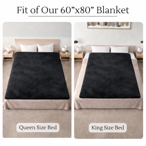 Waterproof Blanket for Bed (80"x60" Queen Size) – Reversible Plush Sherpa Fleece, Moisture Absorbent TPU Layer, Stain Proof Mattress & Couch Protector – Machine Washable - Black - color: Black, size: 80 x 60 inch