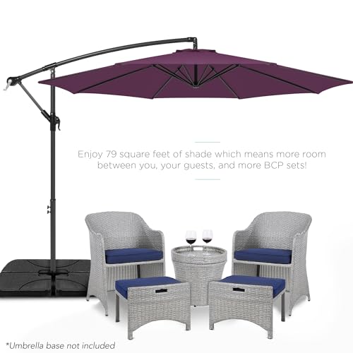 Best Choice Products 10ft Offset Cantilever Hanging Market Patio Umbrella, 8 Sturdy Ribs, Easy Adjustment - Amethyst Purple - color: Amethyst Purple, size: Offset