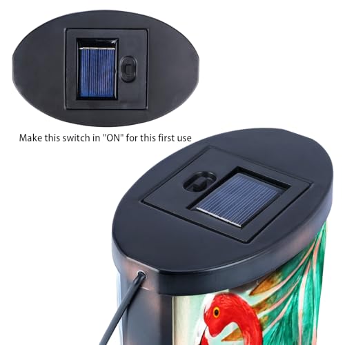 Hanging Solar Lantern Outdoor Waterproof Flamingo Solar Lights Glass Tabletop Decorative Lamp for Outdoor Patio Garden Outside Yard Decor - style: Flamingo