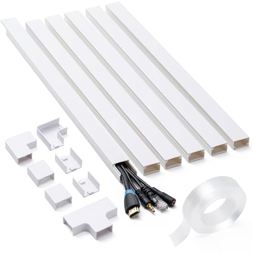 94.5in Cord Hider Kit, Cord Covers for Wires on Wall, Cable Hider Cord Organizer, Wire Hiders for TV on Wall, Cord Concealer, Cable Cover Wall Wire Management, 6X L15.7 W0.96 H0.58in, White - size: 94.5in L×0.96in W×0.58in H