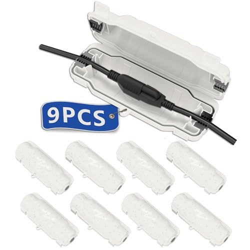 9 Pack Outdoor Extension Cord Safety Cover with Waterproof Seal IP54 Water-Resistant, Weatherproof Electrical Connection Box with 2 Latches, Plug, Socket, Holiday Decoration Light, White - color: White, size: 9 Pack