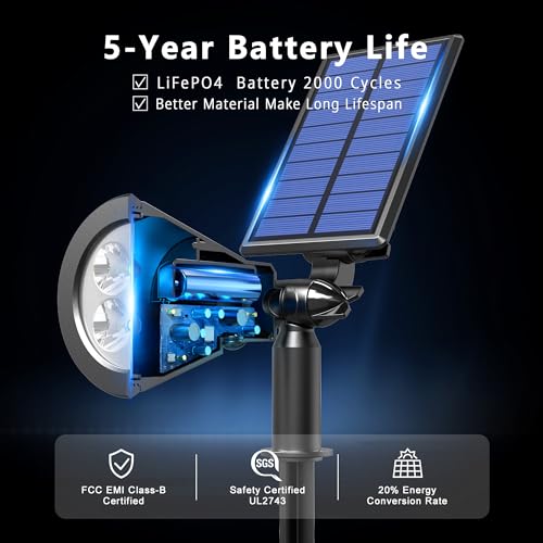 Solar Lights Outdoor Waterproof IP65,3000K Super Bright LED,2 Lighting Modes, Solar Powered Yard Garden Solar Spot Lights for Flag Landscape Auto On/Off-2 Pack - color: Warm White, size: 2 Pack