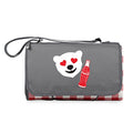 PICNIC TIME Coca-Cola Emoji Blanket Tote Picnic Blanket, Folding Outdoor Beach and Camping Blanket with Carry Tote and Zipper Pocket, Water Resistant Fleece, (Red and White Gingham with Gray Flap) - color: Coca-cola Emoji - Red & White Gingham Pattern Wit