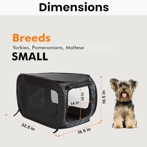 Beatrice Home Fashions Portable, Collapsible, Pop Up Kennel Travel Cat and Dog Crate, 32.5" L x 19.5" W x 19.5" H, Black - color: Black, size: 32.5"L x 19.5"W x 19.5"H