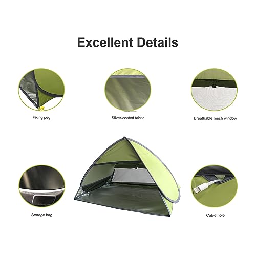 Small Pop Up Beach Tent Portable Head Tent, Pet Shade Canopy with Breathable Meshed Window for Dogs/Cats (Light Green) - color: Light Green