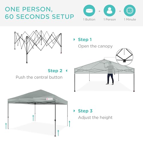 Best Choice Products 10x10ft Pop Up Canopy Tent, Outdoor Shade, 1 Person 1 Minute Set Up, Carry Case, 4 Weight Bags - Silver - color: Silver, size: 10x10ft