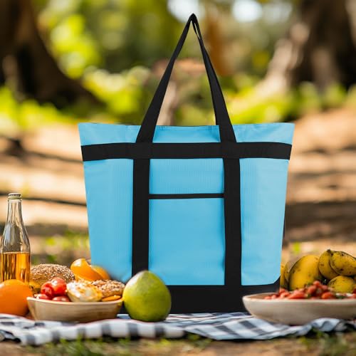 mosago Commercial Insulated Food Delivery Bag 39L, Heavy Duty Thermal Catering Tote with Zipper, Leakproof Hot & Cold Transport Bag for Restaurant & Professional Drivers, Blue - color: Blue