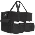 MATEIN Insulated Food Delivery Bag, XXXL Thermal Catering Bag for Hot & Cold Food, Water-Resistant Foldable Pizza Delivery Carriers for Transport with 4 Cup Holders & Reinforced Bottom, Black