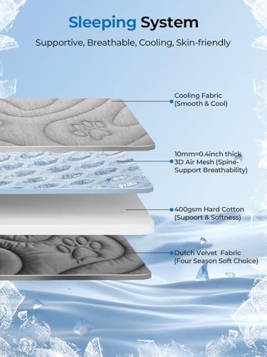 Dog Cooling Mat, Reversible Cool & Warm Pet Orthopedic Pad, Thick Mat for Summer & Winter, Machine Washable, Portable for Crate, Kennel, Bed, Floor, Sofa, Car (Cool Grey, X-Large) - size: X-Large