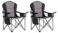 Large Camping Chair with Side Table Heavy Duty 500LBS - Folding Outdoor Chair with Cooler Bag (Black & Gray, 2 PCS) - color: Black & Gray, size: 2 Pcs