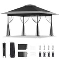 Bezseller 13x13 Pop Up Gazebo with Mosquito Netting – Easy 1-Person Setup, Water-Resistant Backyard Canopy for Family Patio & Garden Use, Black - color: Black, size: 13"x13"