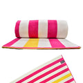U.S. POLO ASSN. Oversized (40” x 70”) Striped Nautical Design Beach Towel - Luxury Plush Cotton Hotel Quality for Bath, Pool - Cabana Stripe Fuchsia/Yellow - color: Cabana Stripe Fushia/Yellow, size: 40" x 70"