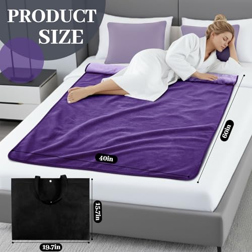 Tisancy Waterproof Blanket for Bed Couch Sofa, 40''x60'' Reversible & Washable, Fleece and Flannel Waterproof Mat, Water Resistant Bed Cover, Leakproof Mattress Protector(Light Purple/Dark Purple) - color: Light Purple and Dark Purple, size: Throw Size S(