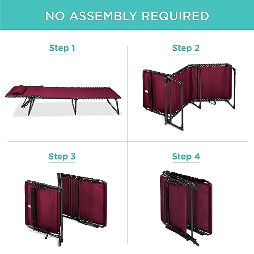 Best Choice Products Patio Chaise Lounge Chair, Portable Outdoor Folding Recliner for Lawn, w/ 8 Positions, Handles, 300lb Capacity - Wine Red - color: Wine Red