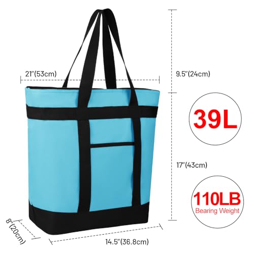 Insulated Reusable Tote Bag for Grocery Shopping for Women/Men, Pizza/Food Delivery Bag to Keep Food Cold/Hot for Commercial Food Transport, Cooler bags for Travel/Beach/Picnic, Blue - color: Blue, size: Non-Waterproof