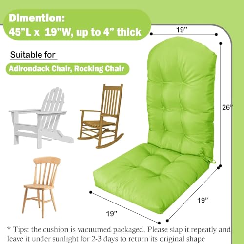 Adirondack Chair Cushion, Waterproof Outdoor Seat Cushions for Patio Furniture, Thick High Back Replacement Pad for Porch Lawn Wicker Dining Desk Chair, Rocking Chair Cushion, Fruitgreen - color: Fruitgreen