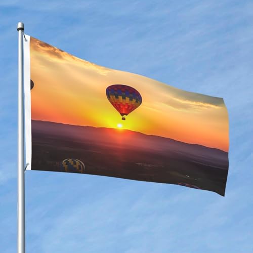 Hot Air Balloon Sunset Flag 2 X 3 Ft Double Sided Vertical Garden Flag Seasonal Holiday Banner With Brass Grommets Photo Backdrop Yard Flag For Outdoor Indoor Home Decor - color: Hot Air Balloon Sunset