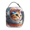 Cute Astronaut Cat Space Cool Insulated Lunch Bag Portable Reusable Zipper Lunch Box For Men Women Work Picnic Travel Camping - color: Black26
