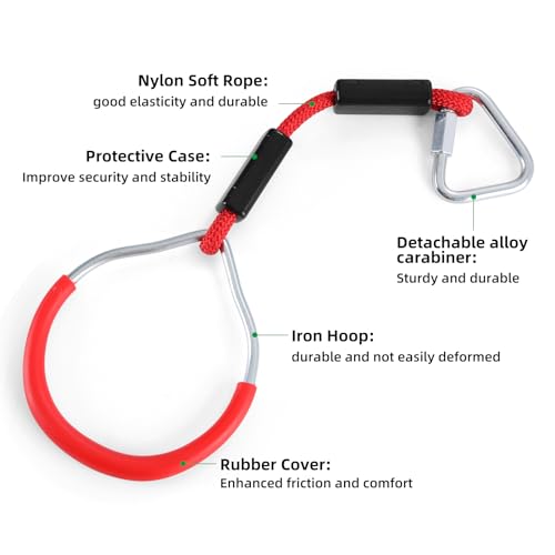 PELLOR Hanging Ninja Rings, Fitness Gymnastic Rings Backyard Playground Training Equipment Play Set for Kids Adult, Ninja Warrior Obstacle Course Accessories - color: 5 Color