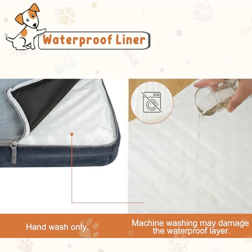 EMPSIGN Stylish Dog Bed Mat Dog Crate Pad Mattress Reversible (Cool & Warm), Water Proof Linings, Removable Machine Washable Cover, Firm Support Pet Crate Bed for Small to XX-Large Dogs, Grey - size: M(29"*18"*3")