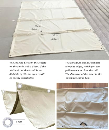 Retractable Waterproof Wave Sun Shade Canopy Pergola Cover Shade Sail Awning 4' x 8' for Outdoor Patio Porch Garden Deck Backyard Cream