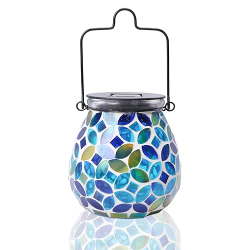 Afirst Mosaic Solar Lanterns Outdoor - Glass Hanging Solar Lights Hollow Out Waterproof Table Lamp Outdoor Decorative for Garden, Patio, Holiday Party Outdoor Decoration - style: Coins