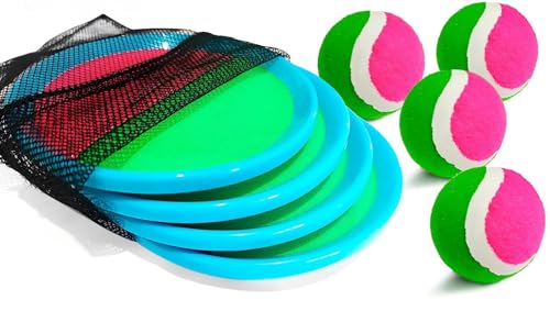 Jalunth Ball Catch Set Games Toss Paddle - Pool Beach Toys Back Yard Outdoor Games Backyard Throw Sticky Set Age 3 4 5 6 7 8 9 10 11 12 Years Old Boys Girls Kids Adults Family Easter Gifts Azure - color: Azure 4 Pack