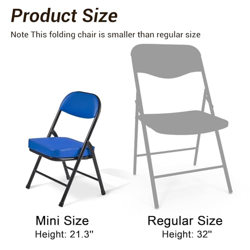 Mini Padded Folding Chairs, Garage Stool, Portable Camping Chair with Cushion, Lightweight Lawn Chair, for Outdoor Sports Events, Patio, Fishing, Hiking, Hunting, Picnic, Beach (Blue) - color: Blue