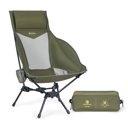MellowCamp High Back Camping Chair, Oversized Comfort Design Collapsible Camp Chair with Pillow (Green) - color: High Back Green