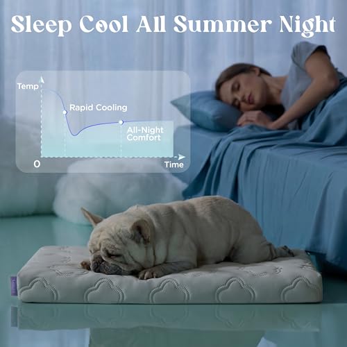 LE SURE Cooling Dog Bed for Small Dogs, Q-Max>0.5 Cooling Mat with Removable Washable Cover, Breathable Orthopedic Egg Crate Foam Summer Pad for Active/Long-Haired/Senior Pets/Cats/Puppy, 23x17 Inch - color: Cooling Gray, size: 23x17x2.8