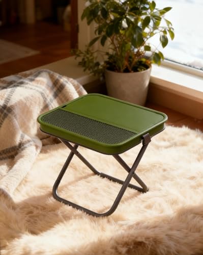 Portable Ultralight Travel Stool - Foldable Camping Chair with Storage Pocket, Handbag Style, Carbon Steel Frame, Supports Up to 180 LBS (OD Green) - color: Od Green