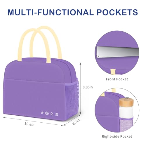 DALINDA Lunch Bag Lunch Box for Women Men Reusable Insulated Lunch Bags for Adults,Leakproof Cute Cooler Lunch Tote Bag, Large Capacity for Work Travel Picnic - color: Dark Purple, size: Oxford cloth