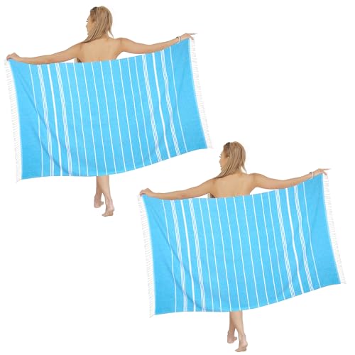Beach Towel 2 Pack,Sand Free Beach Towels Oversized 39 x 72,Turkish Beach Towel Quick Dry Towel,Lightweight Pool Towels for Adults Travel Towel,Cool Beach Accessories Super Absorbent Towels - color: 2 Pack Blue