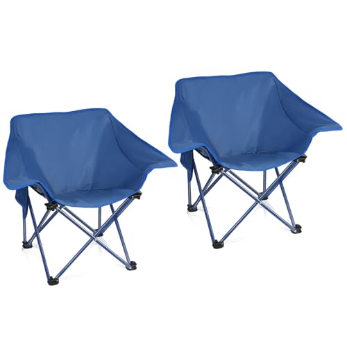 2 Pack Portable Camping Chair Compact Collapsible Outdoor Folding Sports Chairs for Adults Heavy Duty Camp Sporting Events Park Lawn 400 Lbs Blue - color: Blue, size: single chair﻿
