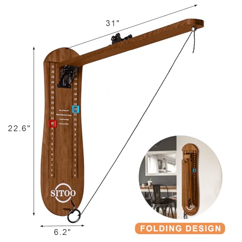 Ring Toss Game for Adults, Outdoors Games, Hook and Ring Game with Foldable Arm - color: WALNUT