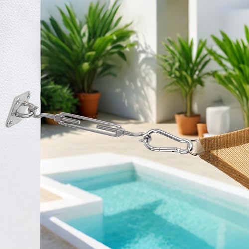 yofit 5 Inch Turnbuckle, 6 Pcs Shade Sail Hardware with Stainless Steel Turnbuckles Kit Hook and Hook Turnbuckle Tensioner for Sun Shade Cables Wire Rope Patio Outdoor - size: 5 Inch Turnbuckle-6 pcs