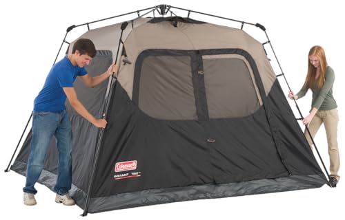Coleman 4/6/8/10 Person Instant Camping Tent with 1-Minute Setup, Large Family Tent with Pre-Attached Poles, Air Vent, & Carry Bag, Sets Up in About 60 Seconds - size: Contains PFAS, style: 4-person
