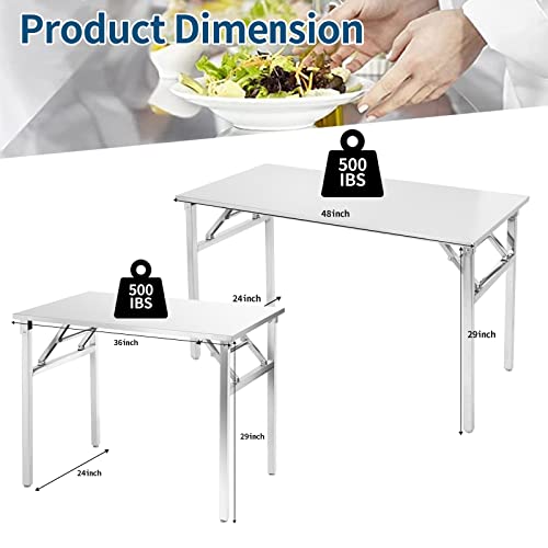Small Stainless Steel Folding Table, Portable Camp Picnic Party Dining Table No Assembly Sturdy Small Folding Desk (36" x 24")… - size: 36*24