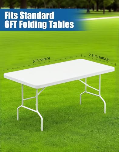 6FT Picnic White Spandex Table Cloth - 1 Pack Fitted Rectangle Tablecloth for Folding Tables, Washable Table Cover for Outdoor, Camping, Picnic, Banquet and Party(30" x 72") - color: White-6ft