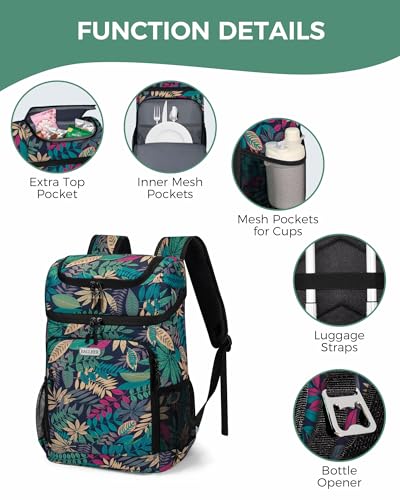 BAGLHER Lightweight Insulated Cooler Backpack - 30 Cans, Leak-Proof for Lunch, Picnic, Hiking, Camping Trips - color: hawaii-titan
