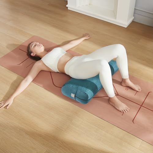 Meditation Cushion Bolster Pillow for Restorative Yoga – Supportive Cushion for Meditation, Pilates, and Relaxation – Filled with Buckwheat Hulls - Removable Cover - color: Teal, size: Rectangular (Filled with 100% Cotton)